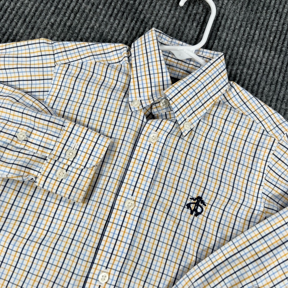 Brooks Brothers Shirt Boys XS Extra Small Yellow Check Long Sleeve Button Down